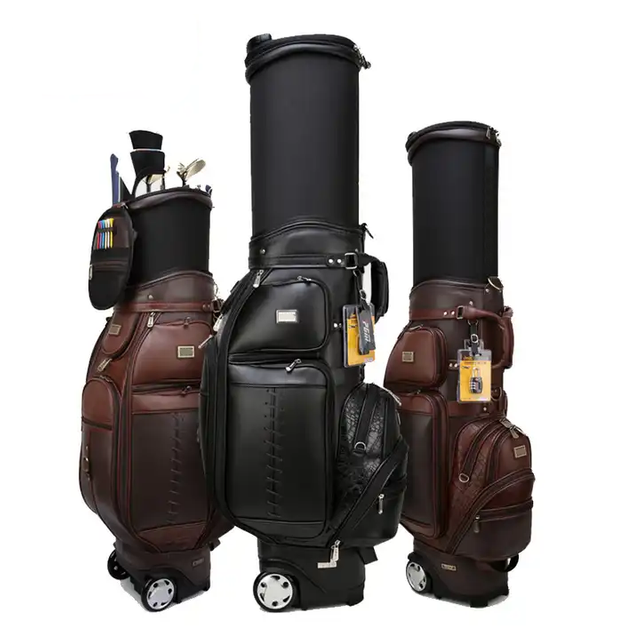 La alta capacidad personalizada puede contener 13-14 clubes de los hombres Bolsa de golf de cuero genuina